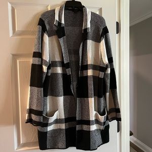 Talbots Black & Cream Sweater Jacket, Size XL